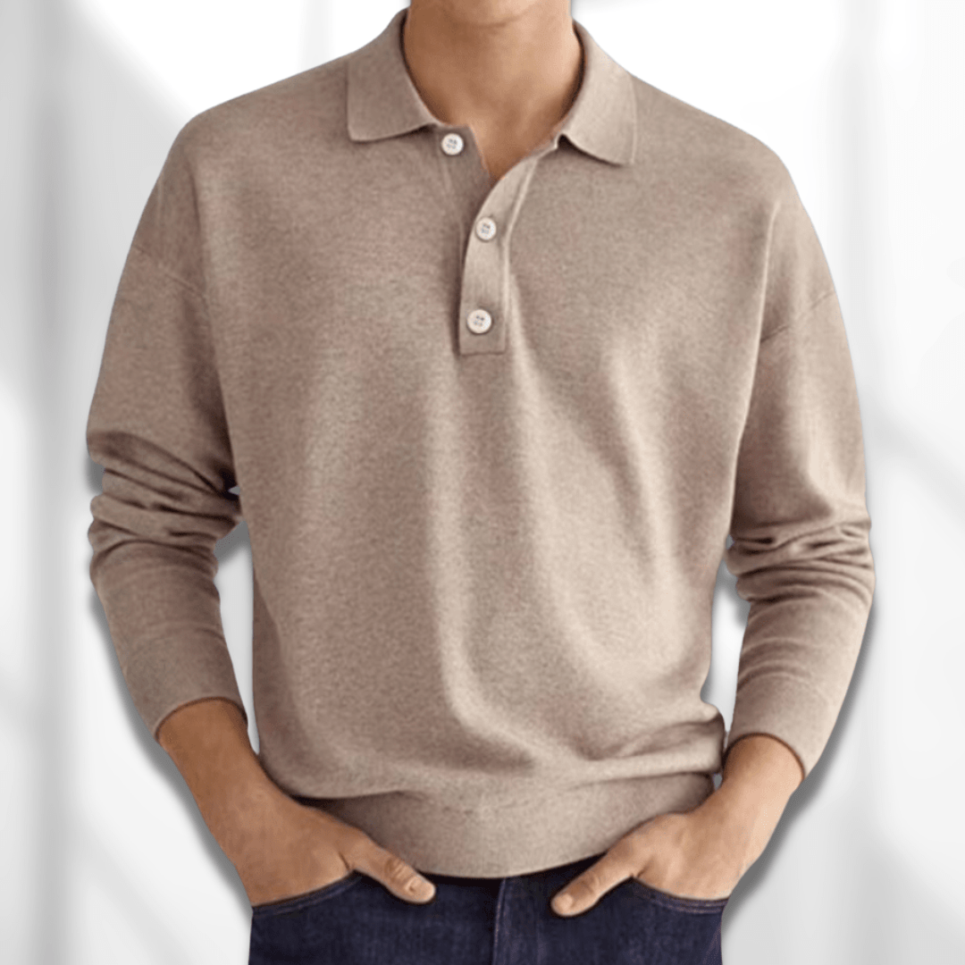 Men's Classic Long Sleeve Polo Shirt-The Yellow Prime