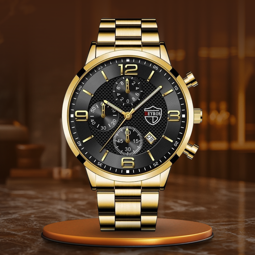 Men's Classic Stainless Steel Wristwatch for Business and Formal Wear-The Yellow Prime