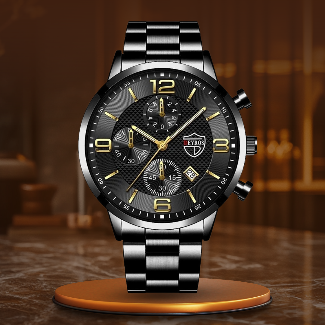 Men's Classic Stainless Steel Wristwatch for Business and Formal Wear-The Yellow Prime