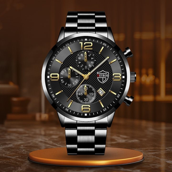 Men's Classic Stainless Steel Wristwatch for Business and Formal Wear-The Yellow Prime