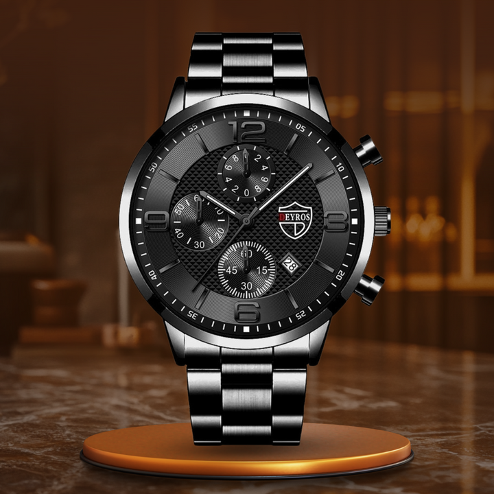 Men's Classic Stainless Steel Wristwatch for Business and Formal Wear-The Yellow Prime