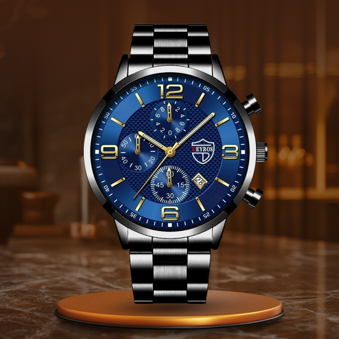 Men's Classic Stainless Steel Wristwatch for Business and Formal Wear-The Yellow Prime