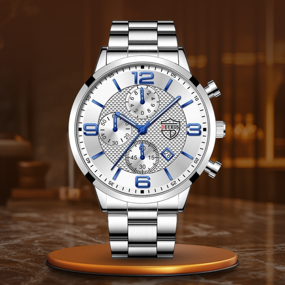 Men's Classic Stainless Steel Wristwatch for Business and Formal Wear-The Yellow Prime