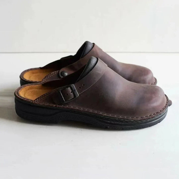 Men's Comfortable Faux Leather Slippers with Soft Lining-The Yellow Prime