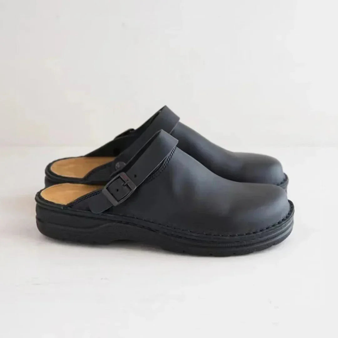 Men's Comfortable Faux Leather Slippers with Soft Lining-The Yellow Prime