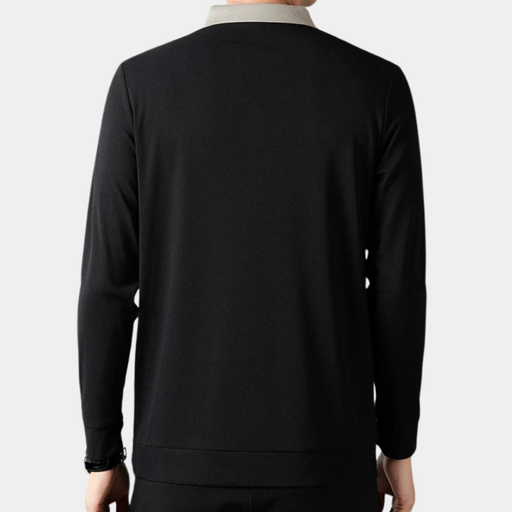 Men's Comfortable Long Sleeve Polo Shirt, Classic Collar, Regular Fit-The Yellow Prime