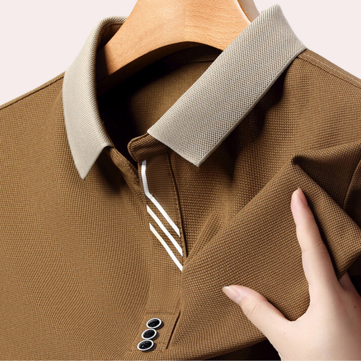 Men's Comfortable Long Sleeve Polo Shirt, Classic Collar, Regular Fit-The Yellow Prime