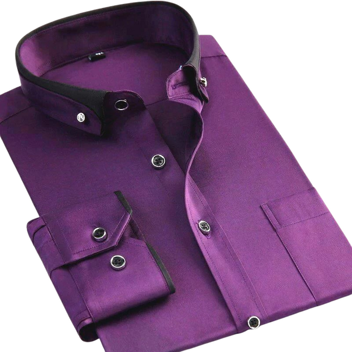 Men's Contrast Collar Dress Shirt-The Yellow Prime