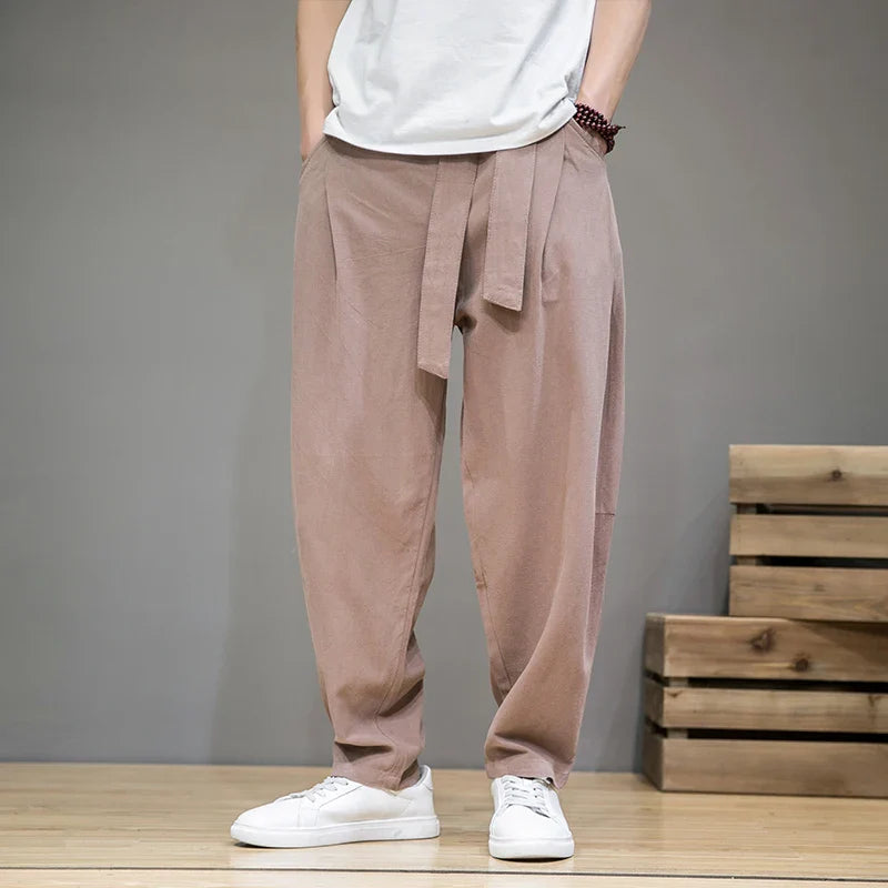 Men's Cotton-Linen Joggers - Comfortable & Stylish-The Yellow Prime