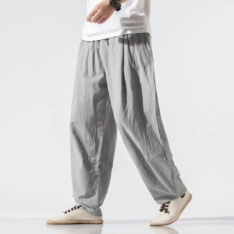 Men's Cotton Linen Trousers for Terrace Style-The Yellow Prime