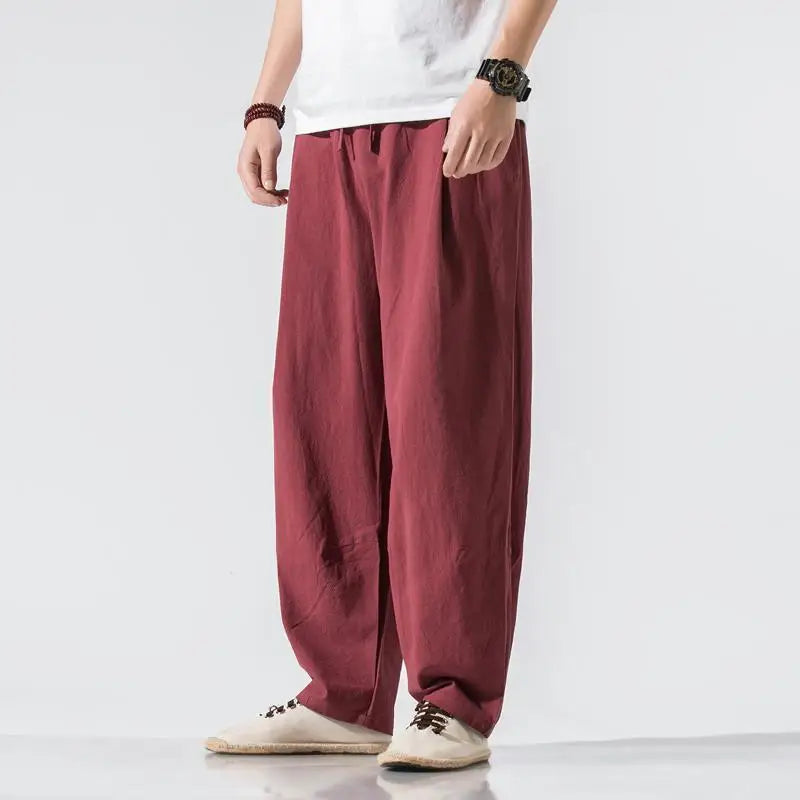 Men's Cotton Linen Trousers for Terrace Style-The Yellow Prime