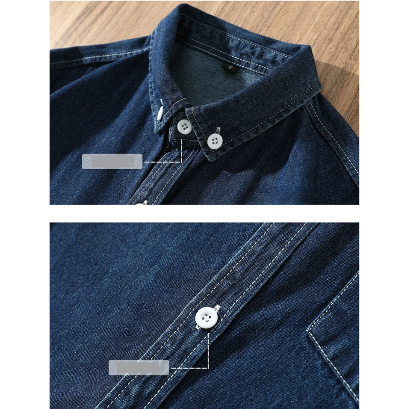 Men's Denim Button-Up Shirt-The Yellow Prime