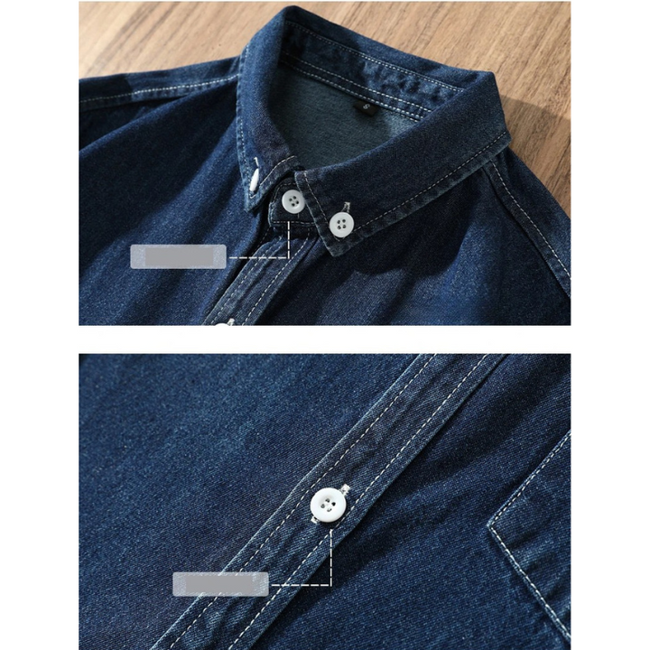 Men's Denim Button-Up Shirt-The Yellow Prime
