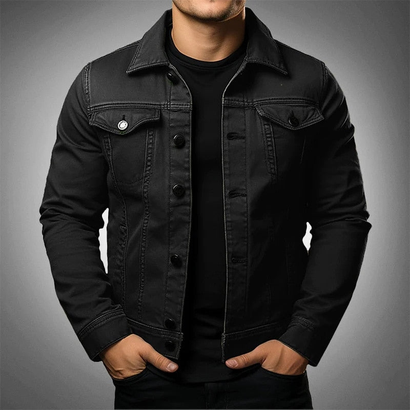 Men's Denim Jacket with Flap Chest Pockets for Stylish Comfort-The Yellow Prime