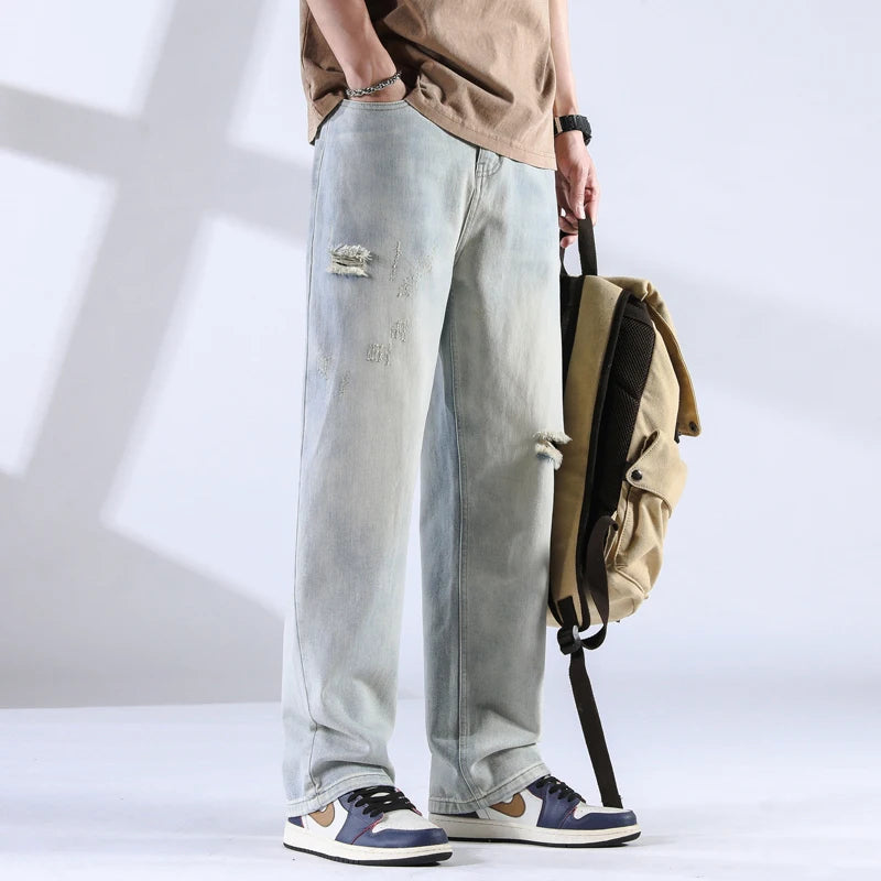 Men's Distressed Denim Jeans-The Yellow Prime