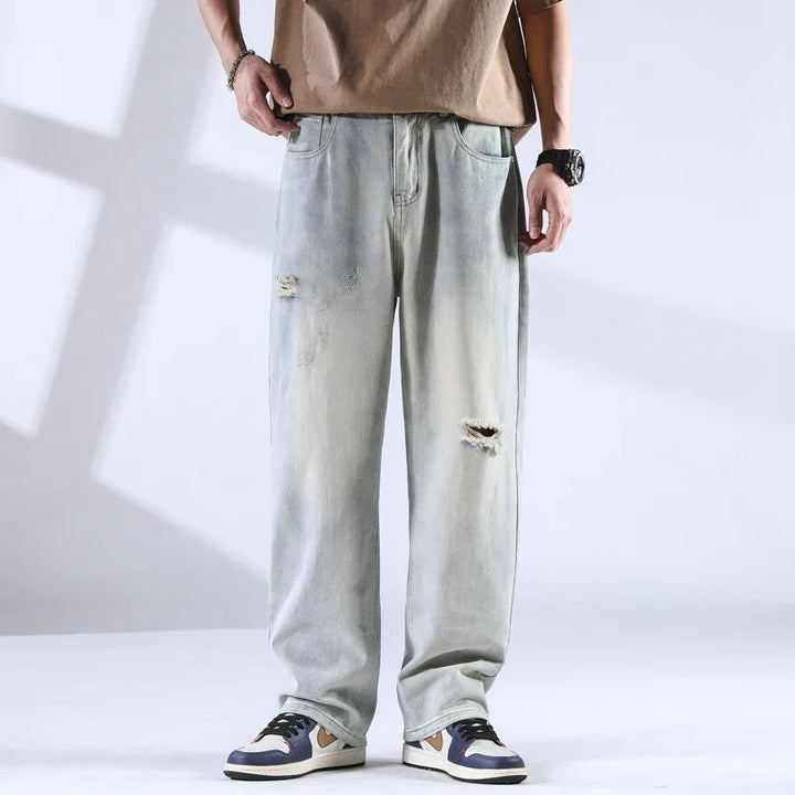 Men's Distressed Denim Jeans-The Yellow Prime