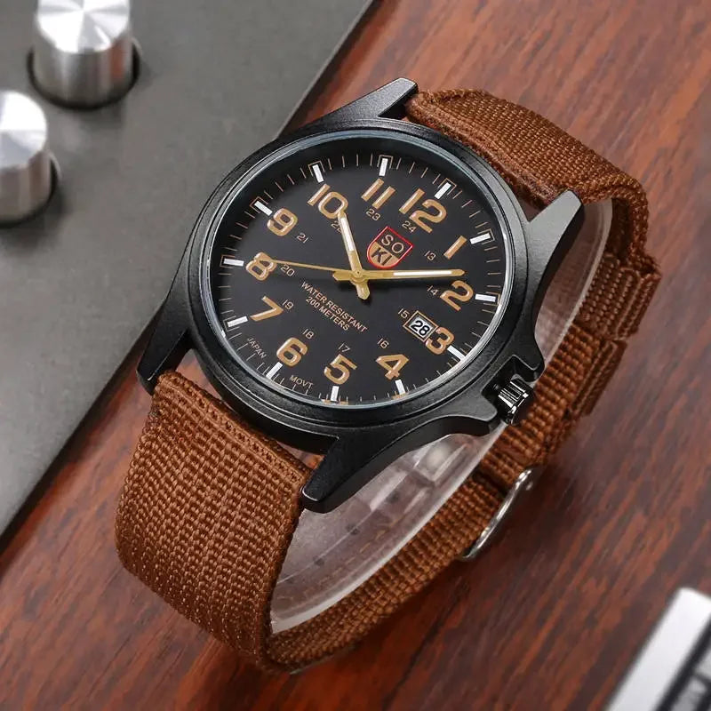 Men's Durable Nylon Strap Quartz Military Style Watch-The Yellow Prime
