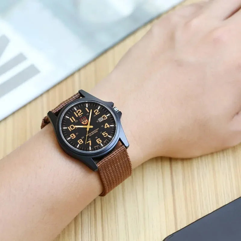 Men's Durable Nylon Strap Quartz Military Style Watch-The Yellow Prime
