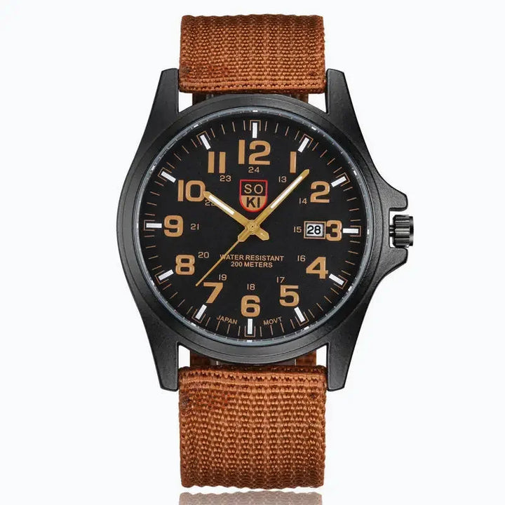 Men's Durable Nylon Strap Quartz Military Style Watch-The Yellow Prime