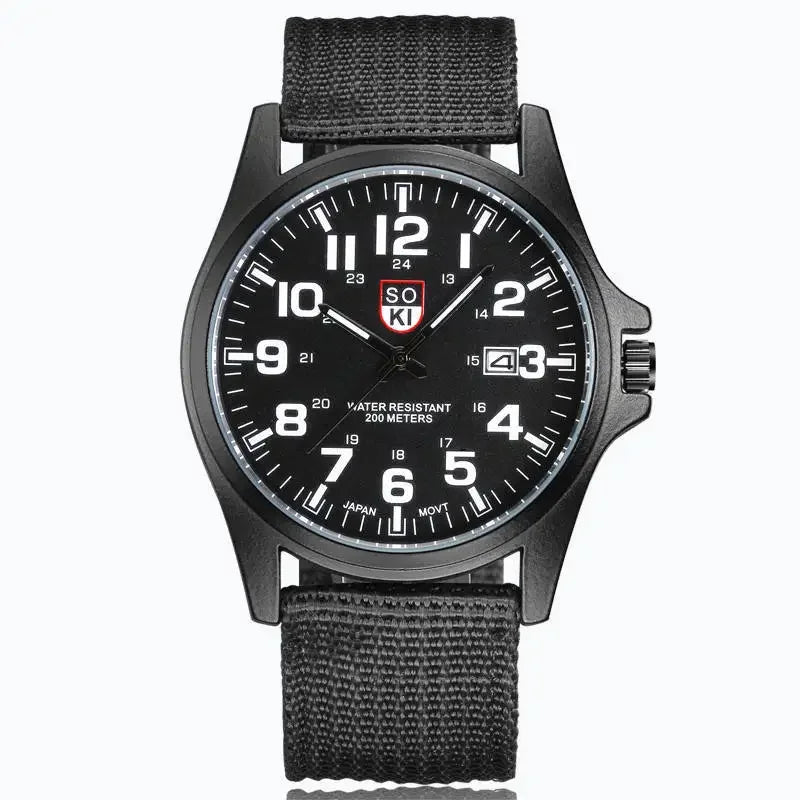 Men's Durable Nylon Strap Quartz Military Style Watch-The Yellow Prime