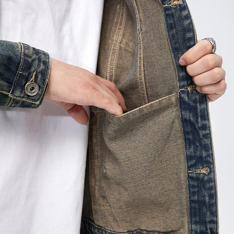 Men's Fade Denim Jacket-The Yellow Prime