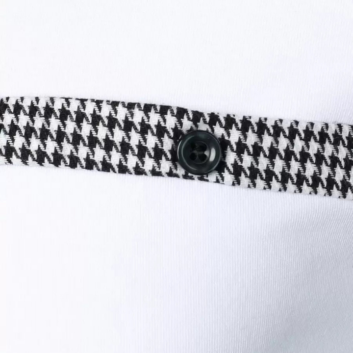 Men's Houndstooth Polo Shirt-The Yellow Prime