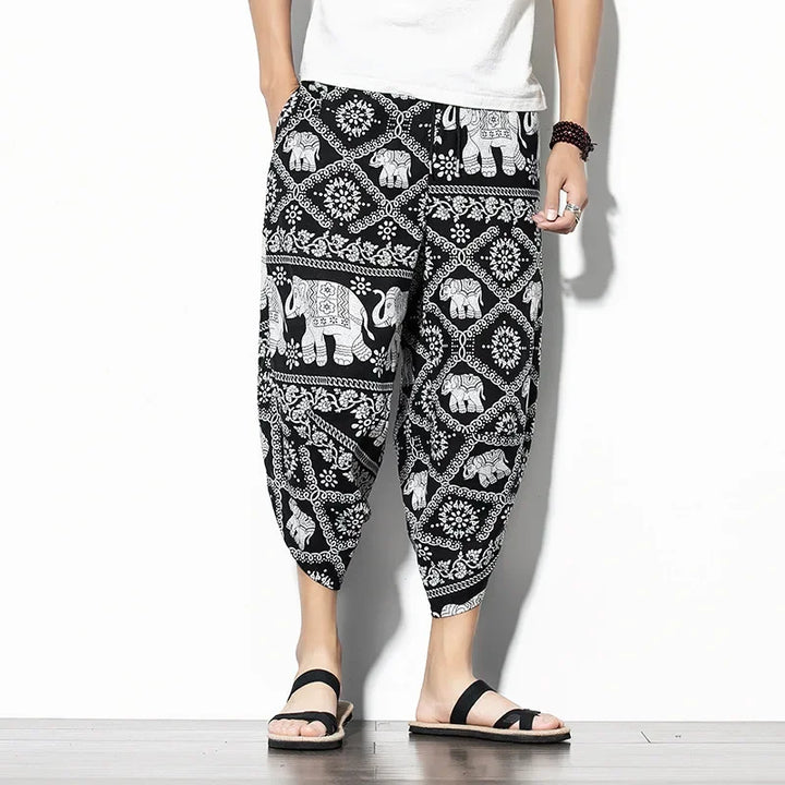 Men's Indigo Cropped Trousers-The Yellow Prime
