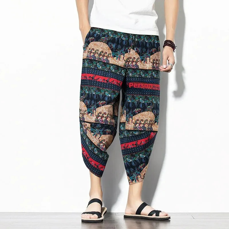 Men's Indigo Cropped Trousers-The Yellow Prime