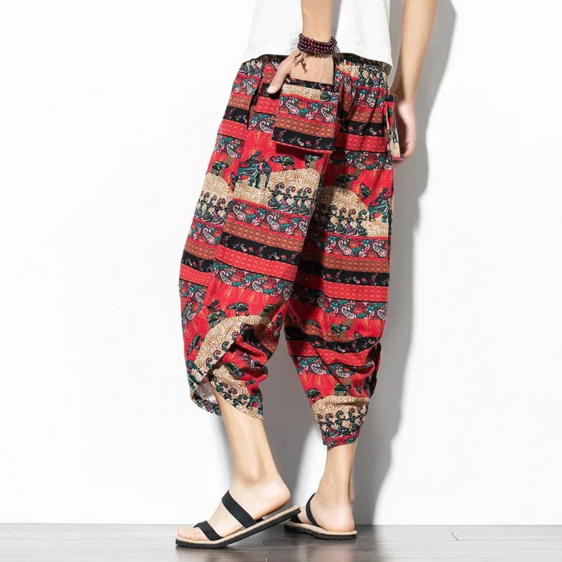 Men's Indigo Cropped Trousers-The Yellow Prime