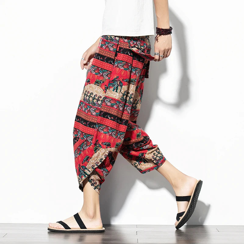 Men's Indigo Cropped Trousers-The Yellow Prime