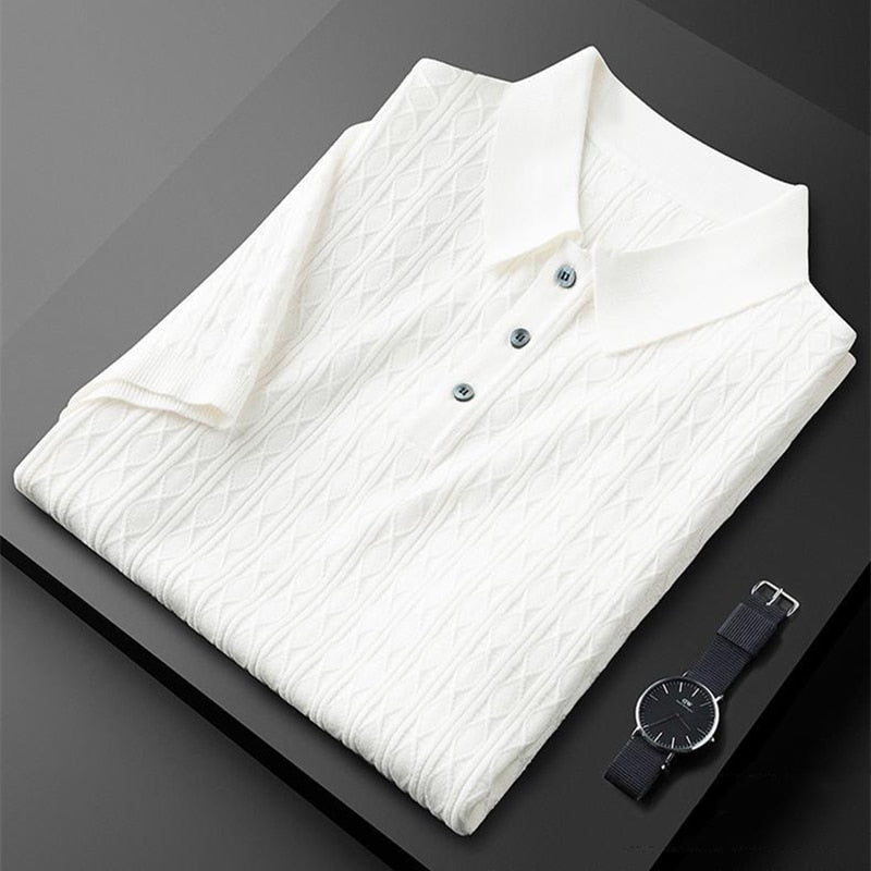Men's Knitted Polo Shirt-The Yellow Prime