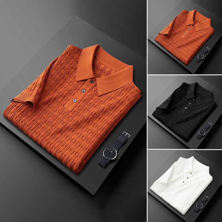 Men's Knitted Polo Shirt-The Yellow Prime