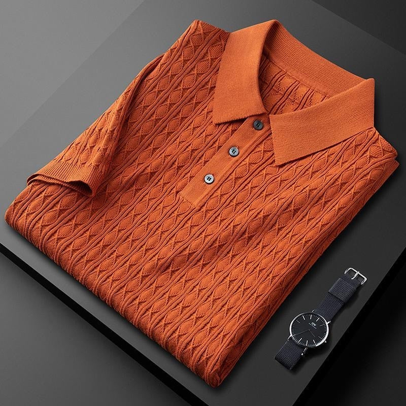 Men's Knitted Polo Shirt-The Yellow Prime
