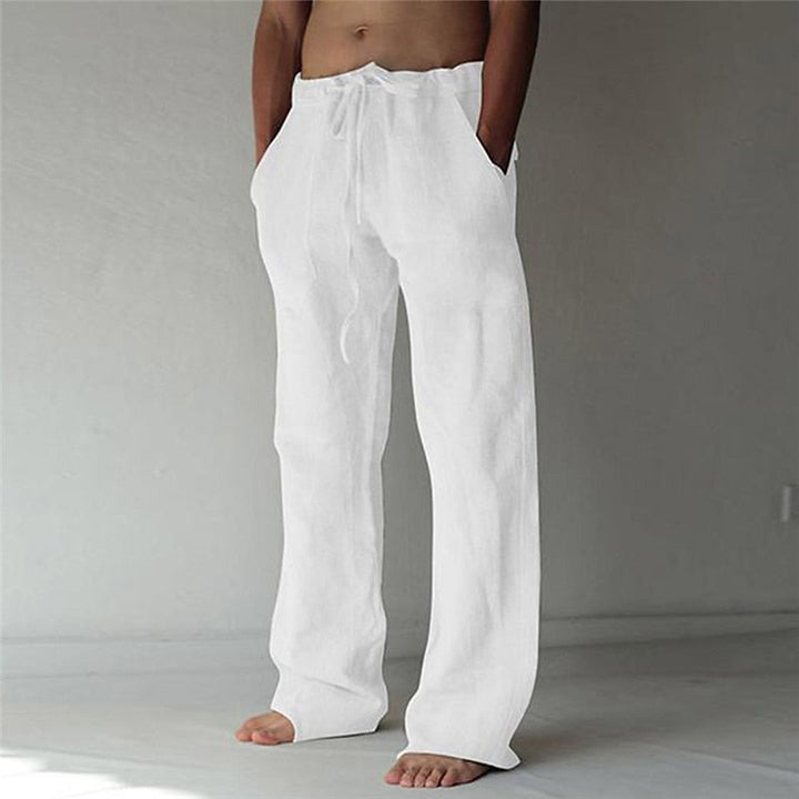 Men's Lightweight Linen Trousers | Long Fit White