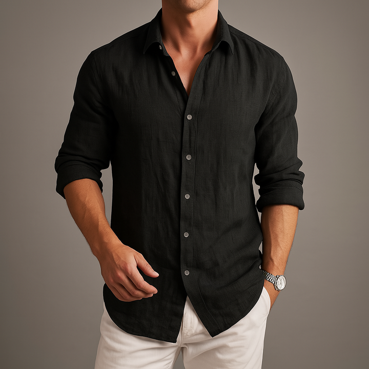 Men's Linen Button-Up Casual Summer Shirt-The Yellow Prime