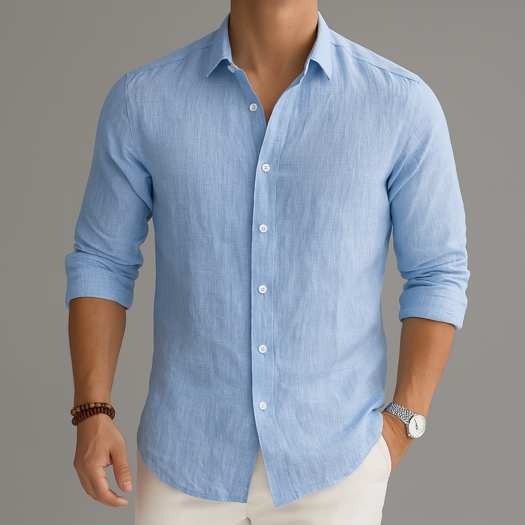 Men's Linen Button-Up Casual Summer Shirt-The Yellow Prime