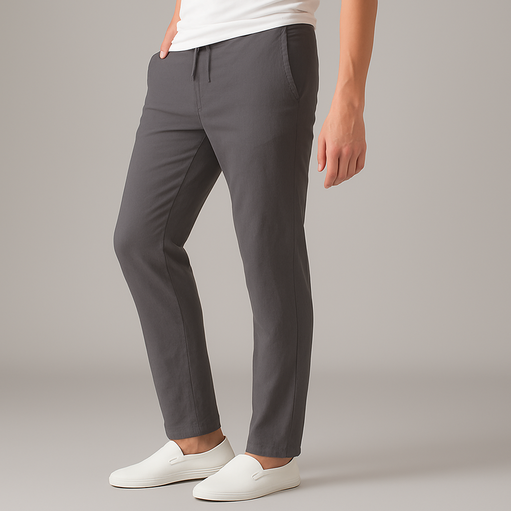 Men's Linen Drawstring Casual Trousers-The Yellow Prime