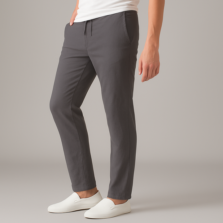 Men's Linen Drawstring Casual Trousers-The Yellow Prime