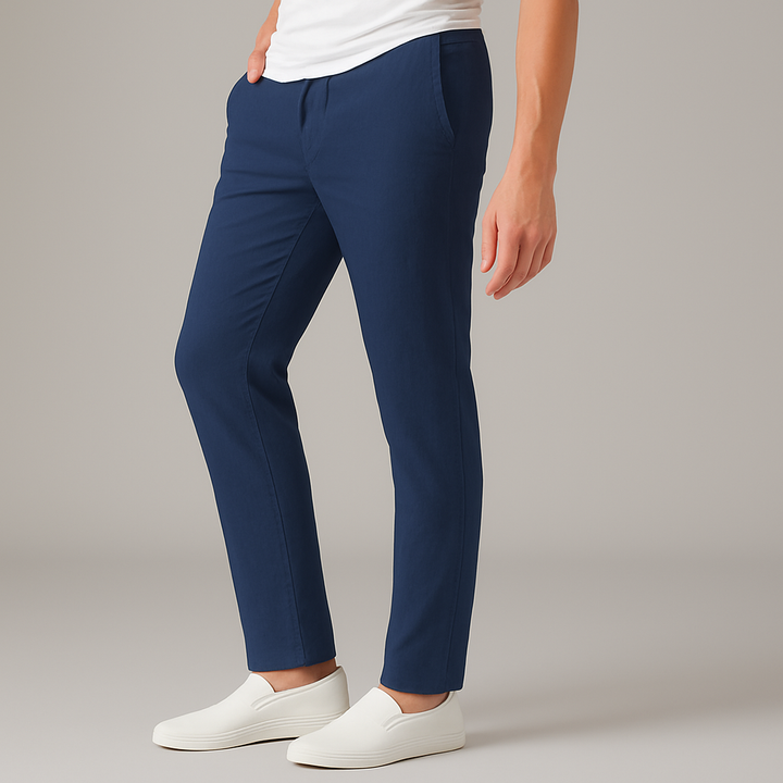 Men's Linen Drawstring Casual Trousers-The Yellow Prime