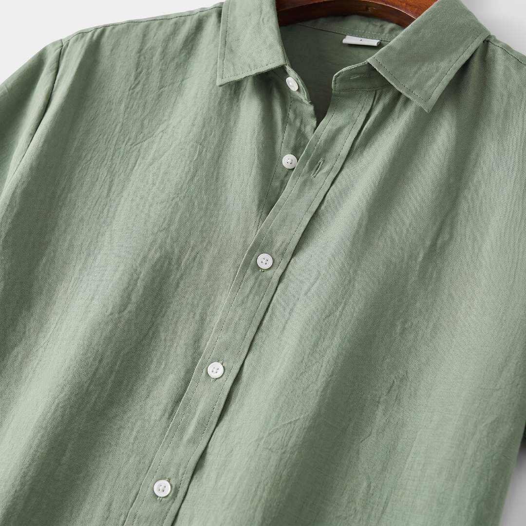Men's Linen Short-Sleeved Casual Shirt for Summer Wear-The Yellow Prime
