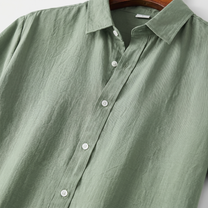 Men's Linen Short-Sleeved Casual Shirt for Summer Wear-The Yellow Prime
