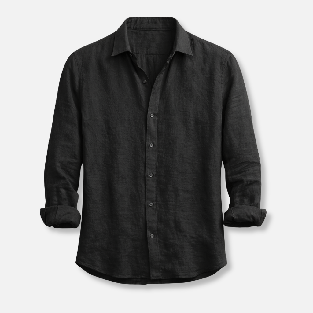 Men's Linen Summer Button-Down Shirt with Roll-Up Sleeves-The Yellow Prime