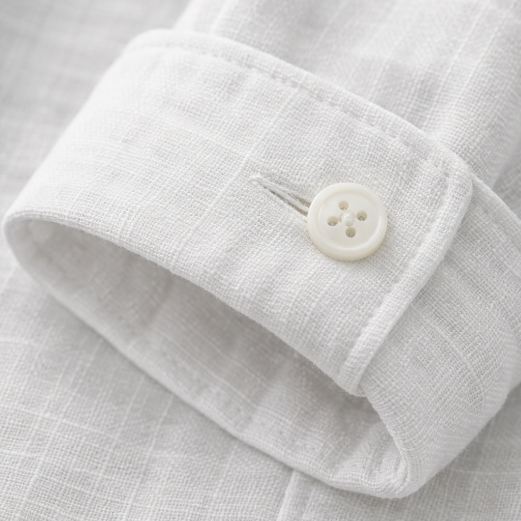 Men's Linen Summer Button-Down Shirt with Roll-Up Sleeves-The Yellow Prime