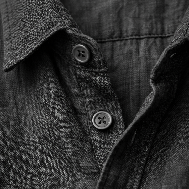 Men's Linen Summer Button-Down Shirt with Roll-Up Sleeves-The Yellow Prime