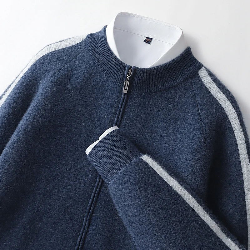 Men's Merino Stripe Cardigan-The Yellow Prime