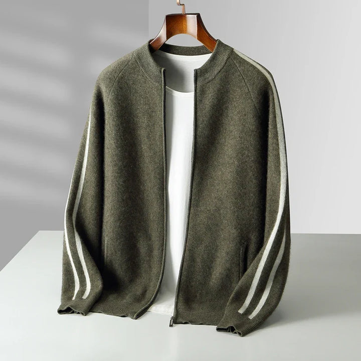 Men's Merino Stripe Cardigan-The Yellow Prime