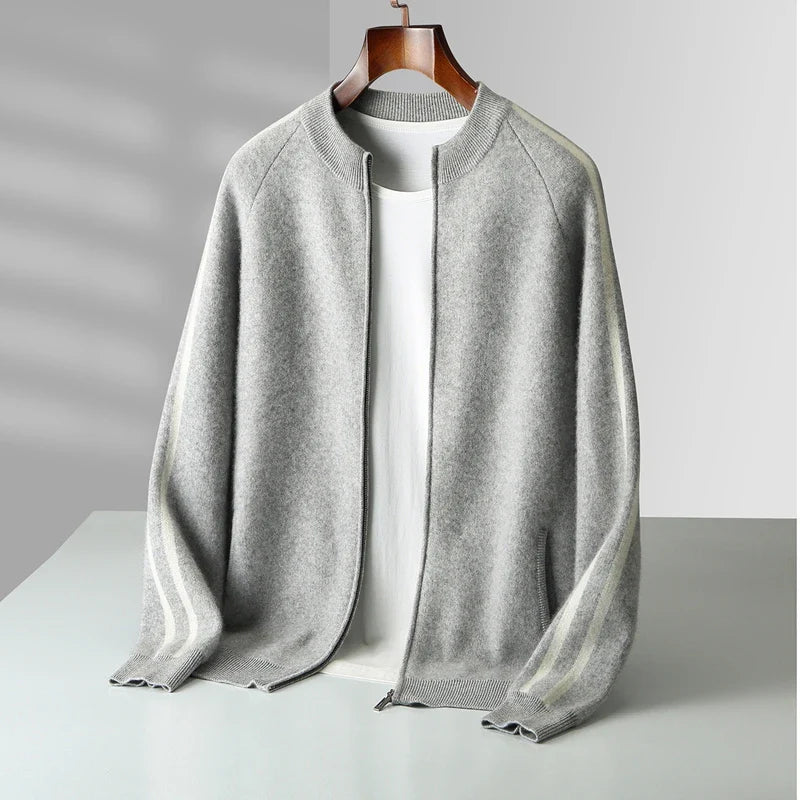 Men's Merino Stripe Cardigan-The Yellow Prime
