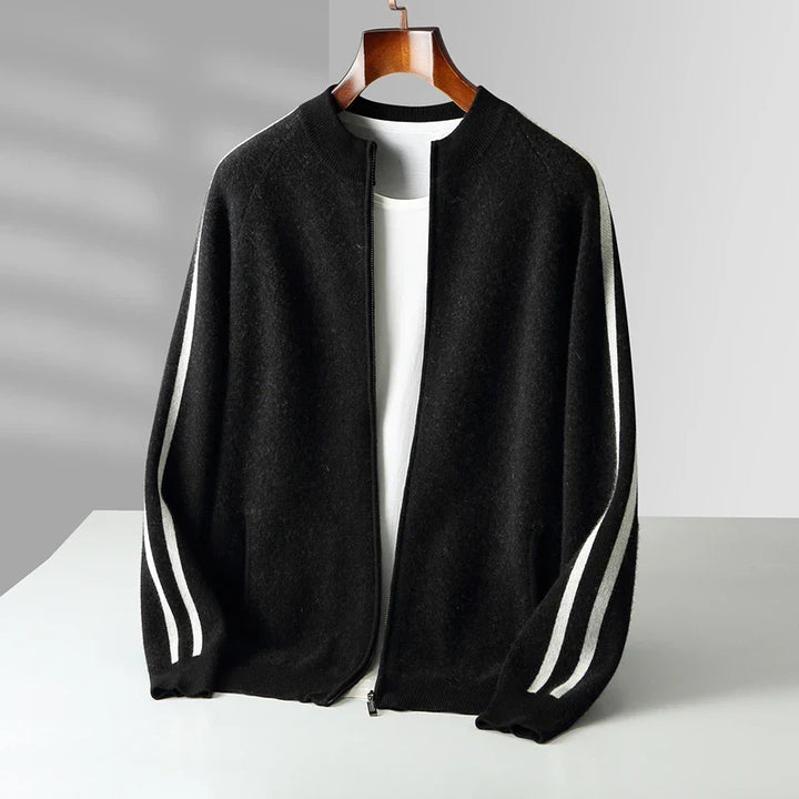 Men's Merino Stripe Cardigan-The Yellow Prime