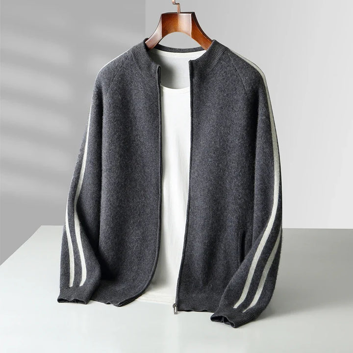 Men's Merino Stripe Cardigan-The Yellow Prime