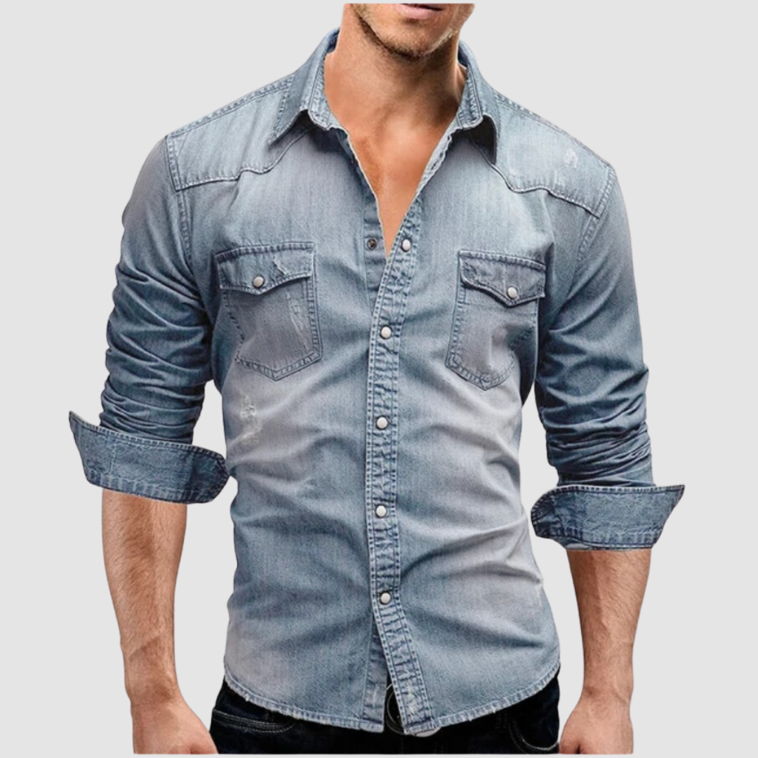Men's Modern Denim Shirt-The Yellow Prime